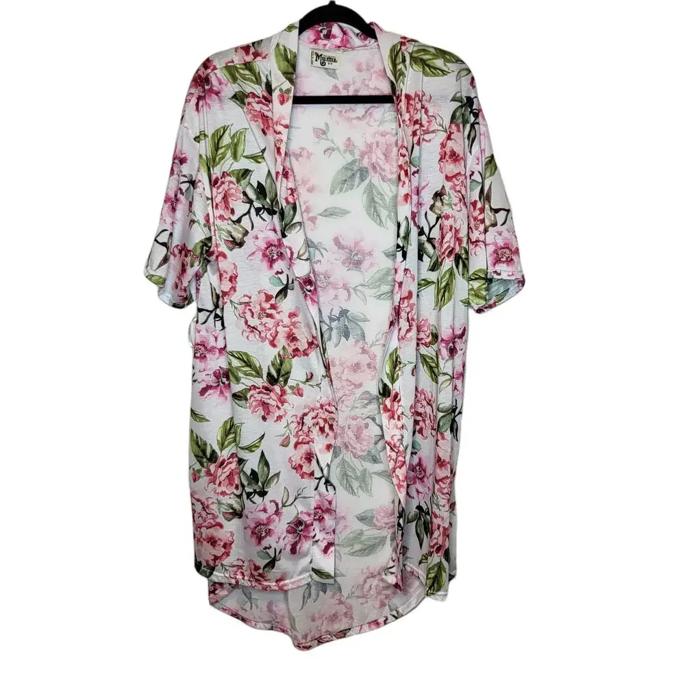 Show Me Your Mumu Pink floral one size robe with tie